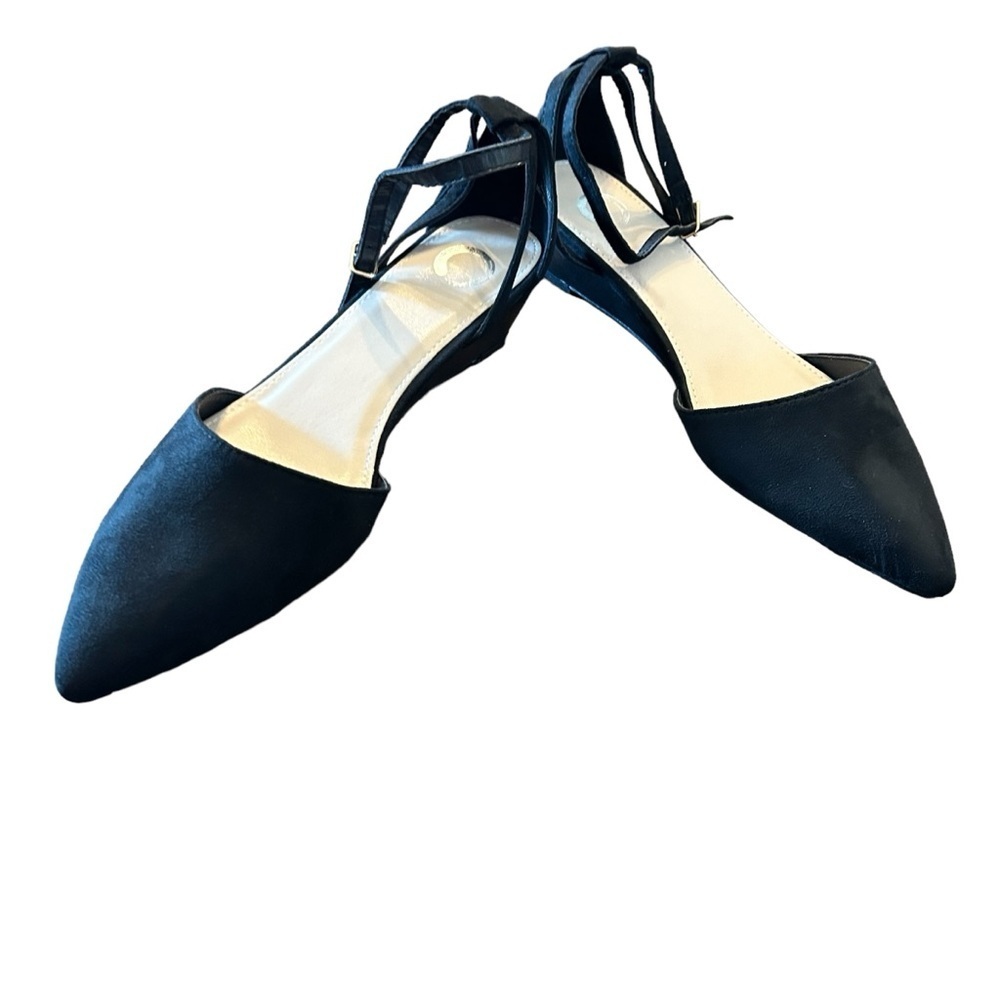 Journee Collection Arkie Sliver Wedge Black Sandals NEW Size 9